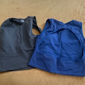 Black and Blue Sleeveless Backless Tops